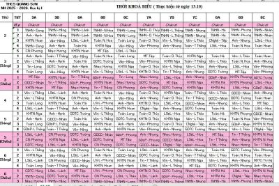 THỜI KHÓA BIỂU TUẦN 19